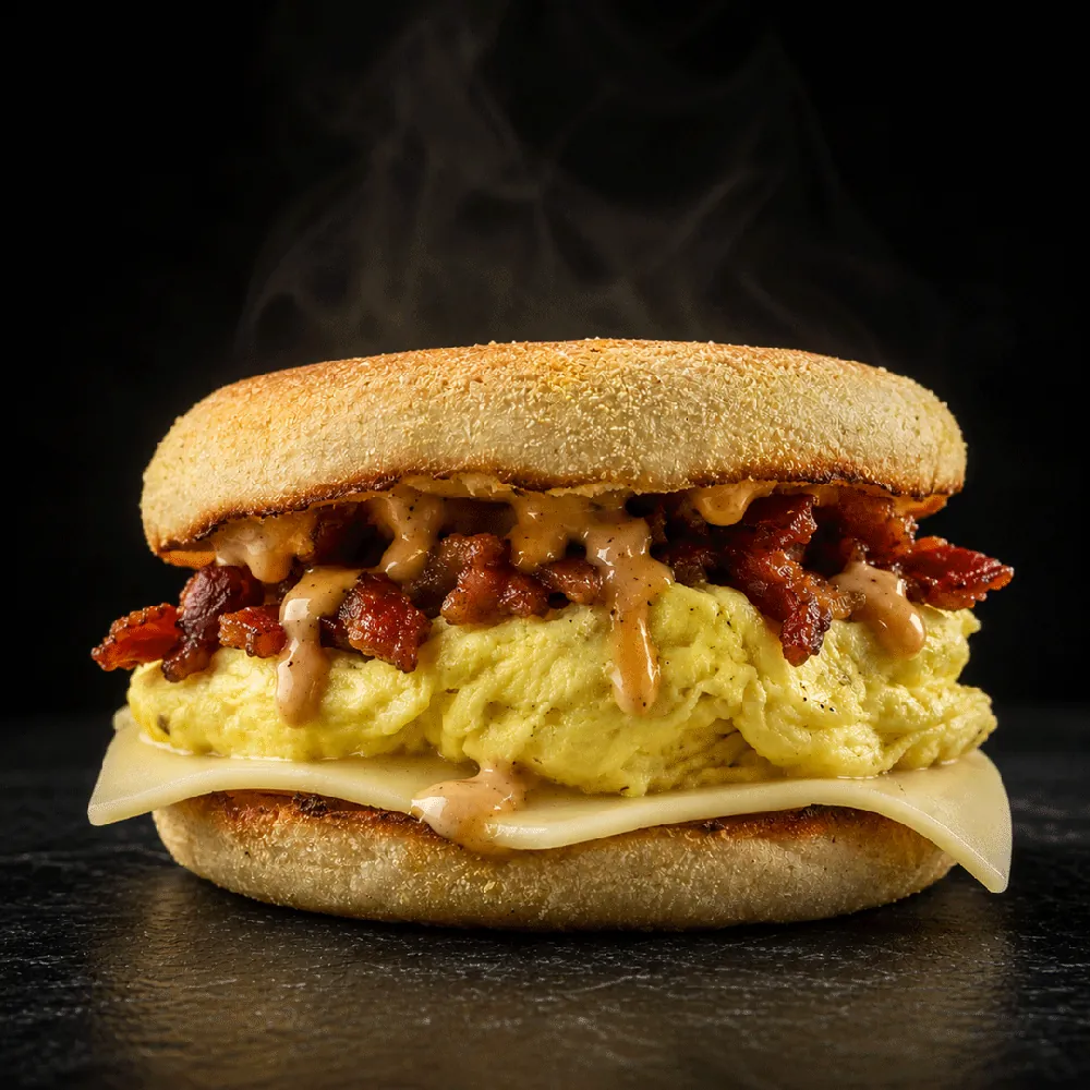 The B.E.C. - Beef Bacon Egg and Cheese Breakfast Sandwich
